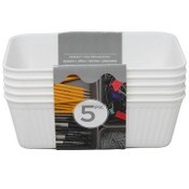 Wholesale - 5pk 6.69x4.53xH2.17" White Stripe Storage Bins C/P 40, UPC: 195010086691